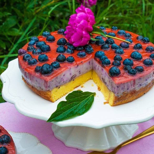 čučoriedková torta s tvarohom a želatínou